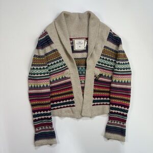 H&M Colorful Bohemian Aztec Print Shawl Collar Cozy Knitwear Cardigan Size M